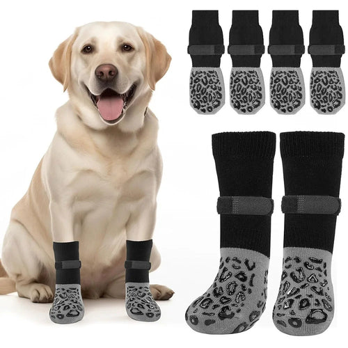 4er-Pack Hundesocken – weich, rutschfest & kratzschutz mit verstellbarem Sitz